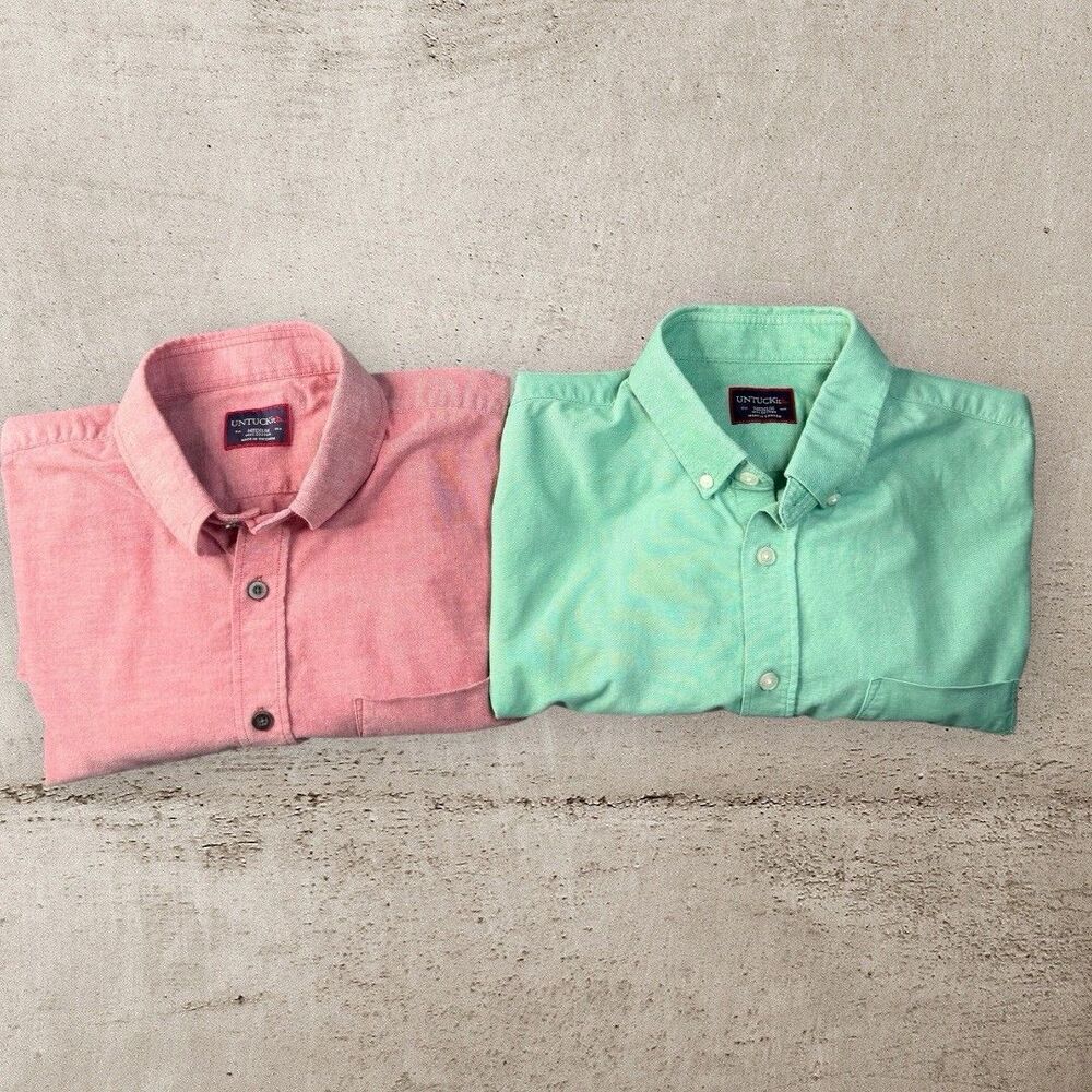 Lot of 2 UNTUCKit Shirt Mens Medium Red Green Long Sleeve Button Up Bundle - Picture 7 of 15
